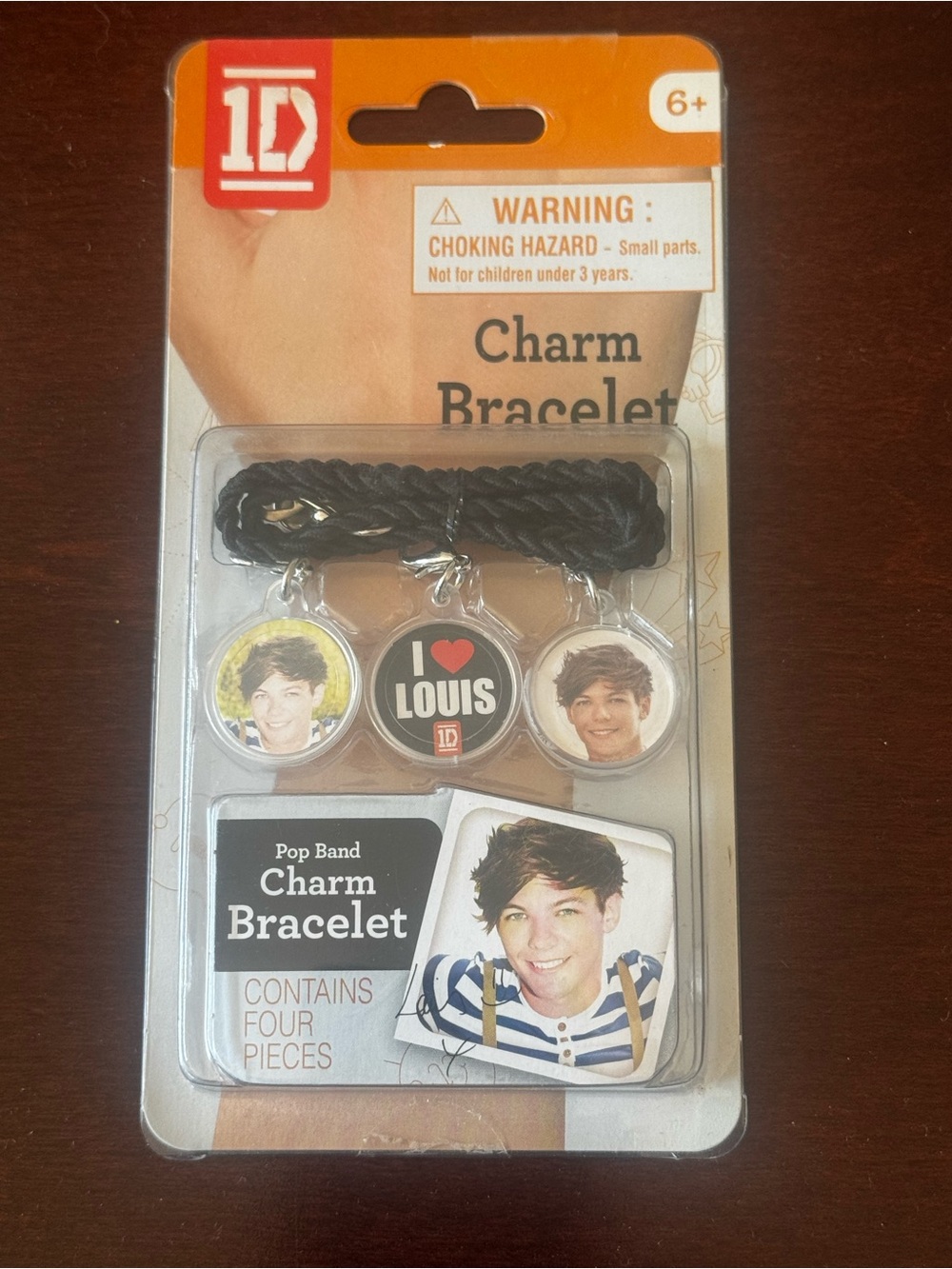 1D Ine Direction Pop Band Black Charm Bracelet - I Love Louis Design